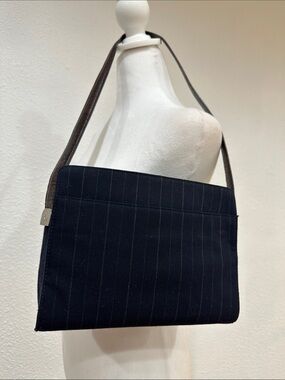 Minimalist Black Pinstripe Shoulder Bag